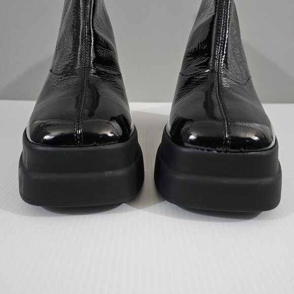 NEW Free People Double Stack Ankle Boot EU Size 40 Black Patent Leather Platform - Picture 5 of 14
